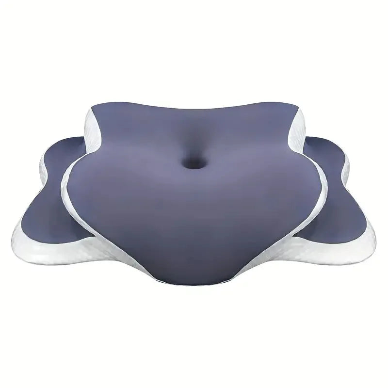 Ergonomic Butterfly Memory Foam Neck Pillow, C‑Shape Adjustable Dual Height Support Pillow with Transparent Cover for Side & Sup