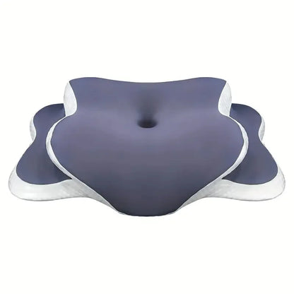 Ergonomic Butterfly Memory Foam Neck Pillow, C‑Shape Adjustable Dual Height Support Pillow with Transparent Cover for Side & Sup