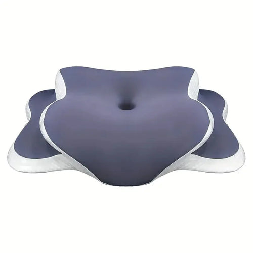 Ergonomic Butterfly Memory Foam Neck Pillow, C‑Shape Adjustable Dual Height Support Pillow with Transparent Cover for Side & Sup