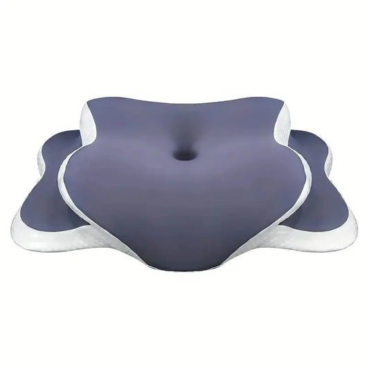 Ergonomic Butterfly Memory Foam Neck Pillow, C‑Shape Adjustable Dual Height Support Pillow with Transparent Cover for Side & Sup