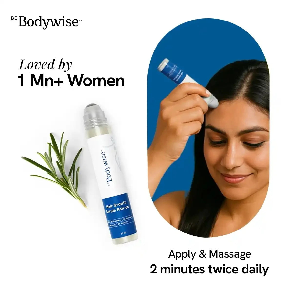 Bodywise Hair Roll-On Serum for Hair Thinning & Hair Re-Growth Plant Extract Essence Enhance Hair Luster Strengthen Hair Root